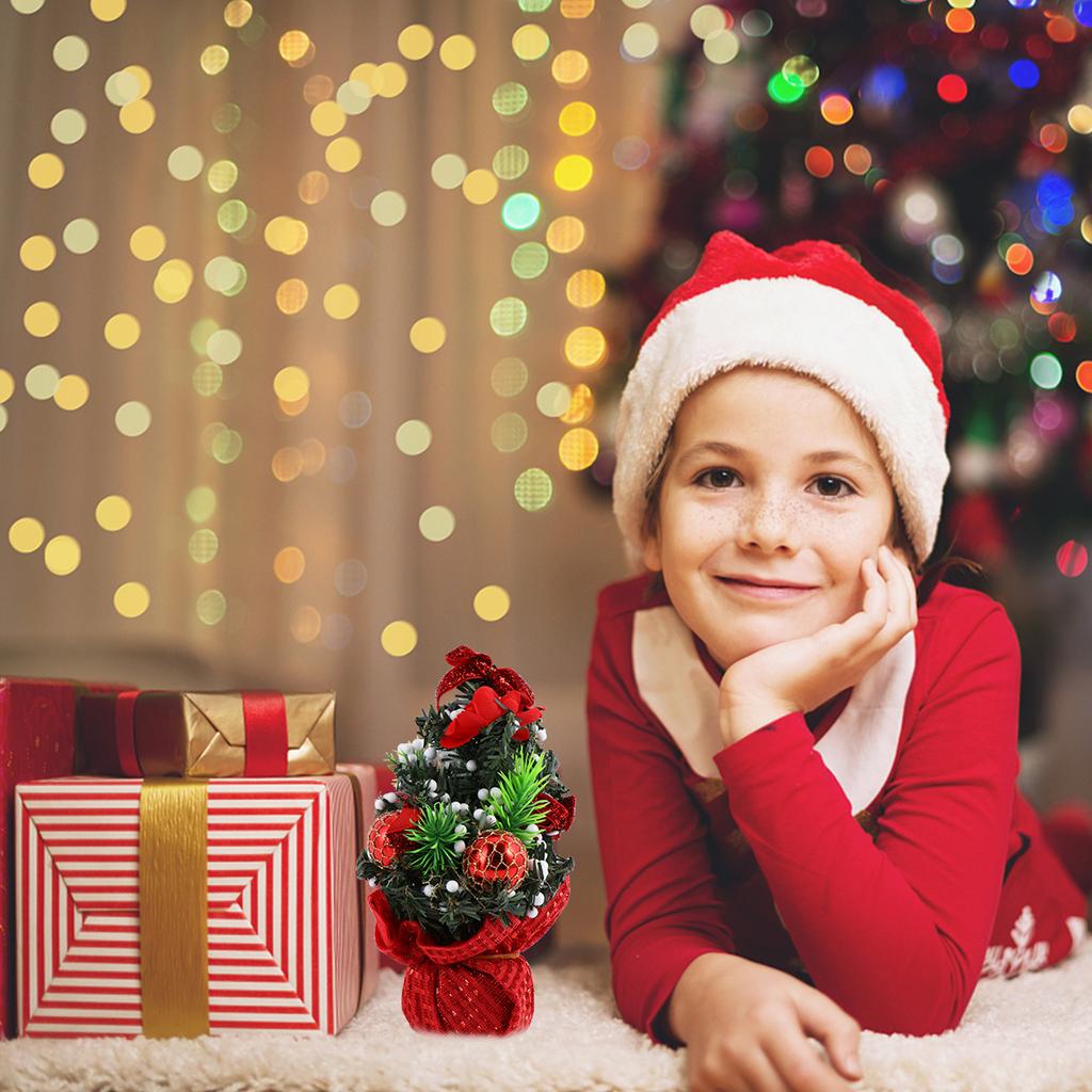 2Pcs Mini Christmas Tree Small Xmas Tree Decorative Tabletop Holiday Room Office Party Supplies Decorative Trees