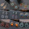 Ethnic Boho Colorful Enamel Earrings For Women Bomemain Retro Hollow Flower Round Geometric Vintage Drop Dangle Earrings Jewelry