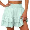 Women's Summer High Waist Ruffle Skirt Cute Flowy Skirt Casual Comfort Wrap Beach Pleated Skirt