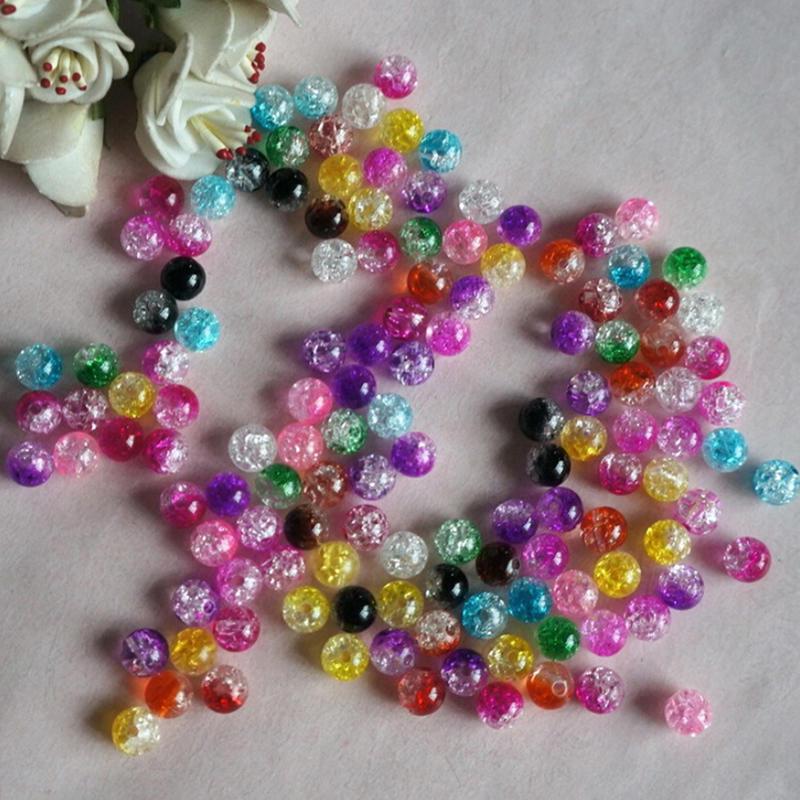 Набор из 50 штук, двухцветные круглые бусины с краклем, подходят для женского браслета, ожерелья, ювелирных изделий