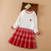 Платья-свитера для девочек, школьное милое клетчатое вязаное пуловер с длинными рукавами и рюшами, уютное платье, детская зимняя одежда