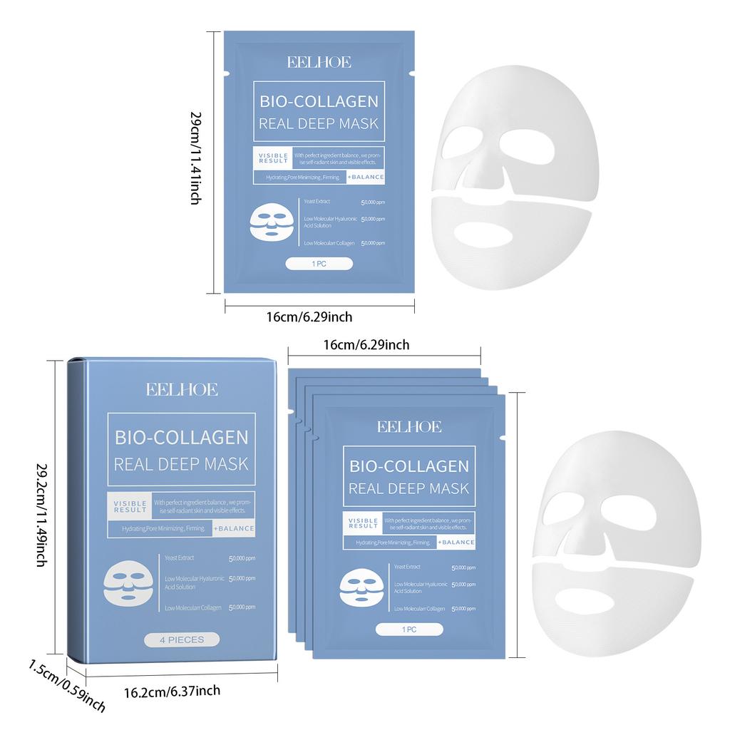 4Pcs Deep Collagen Mask Collagen Lifting Mask Even Skin Tone Hydrate and Moisturize Facial Masks Overnight Skin Care