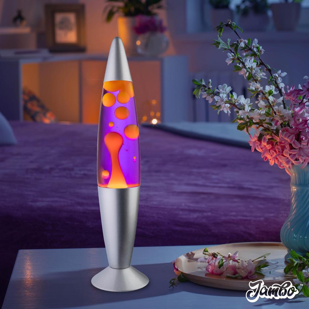 Джамбо 16-дюймовая жидкостная лампа с желто-оранжевым воском и фиолетовой жидкостью, красивая лампа с текущим лавообразным воском, развлечение для взрослых и детей