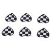 100pcs Heart Shaped Patches Iron On Black White Grids Embroidered DIY Applique Patches for Clothes