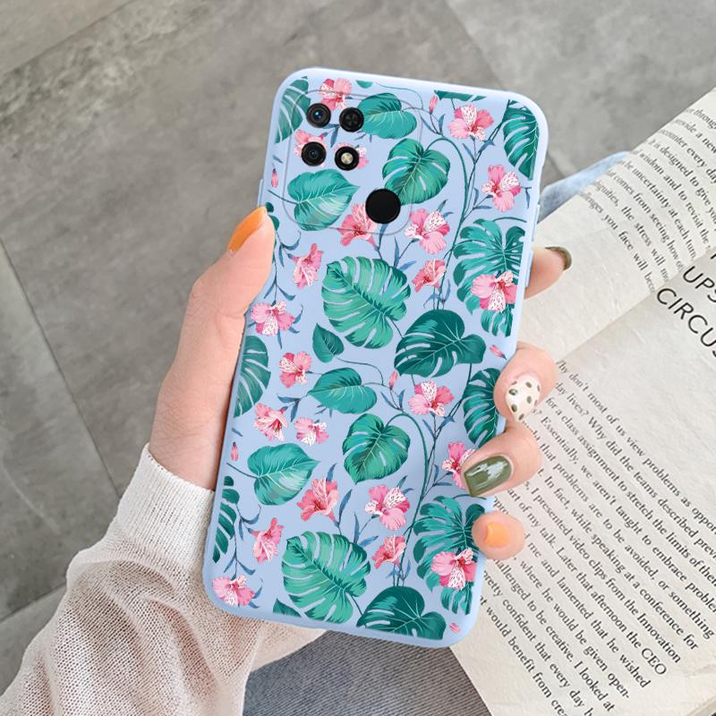 For Redmi 10C 10 C 10A Cover Funda Vintage Flowers Leaves Protective Cover Soft Capa For Xiaomi Redmi 10C 13C 14C Bumper Case