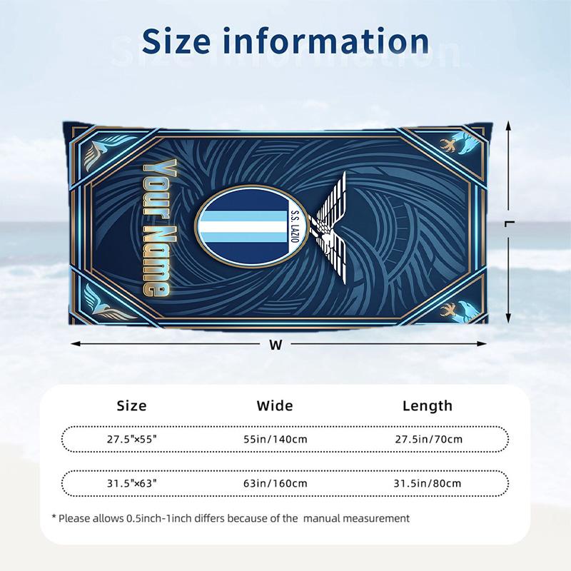 Beach Towel Lazio FC Print Custom Name Text Soft Towel for Swimming Pool
