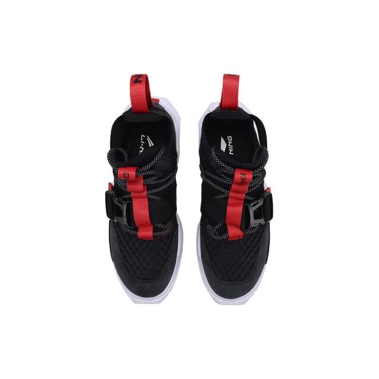 Li Ning Reburn WS Амортизирующие Скользкие Устойчивые к истиранию Высокие Баскетбольные Кроссовки Унисекс Черно-Красные AGBP023-5