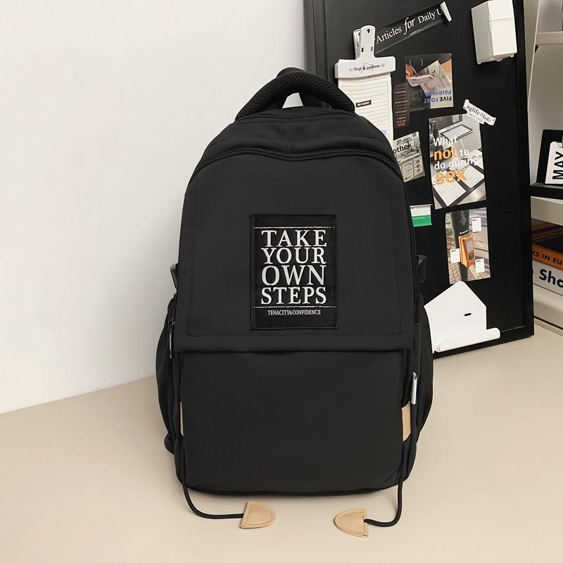 Большая вместимость школьного рюкзака для студента, женский дорожный рюкзак, однотонный мужской рюкзак с буквами