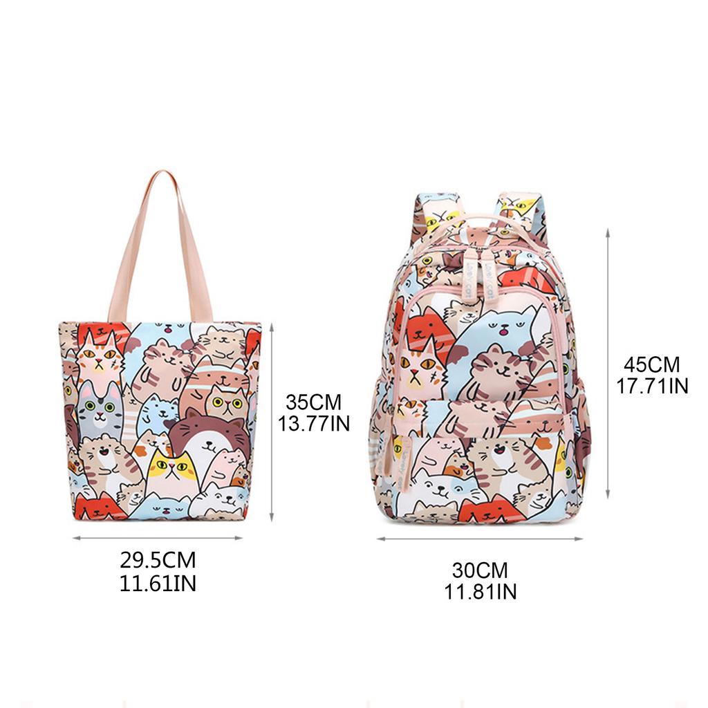 Kawaii для кошки принт школьный рюкзак сумка через плечо много карманов книжный портфель повседневный рюкзак дорожная сумка для девочек мальчиков молодежь