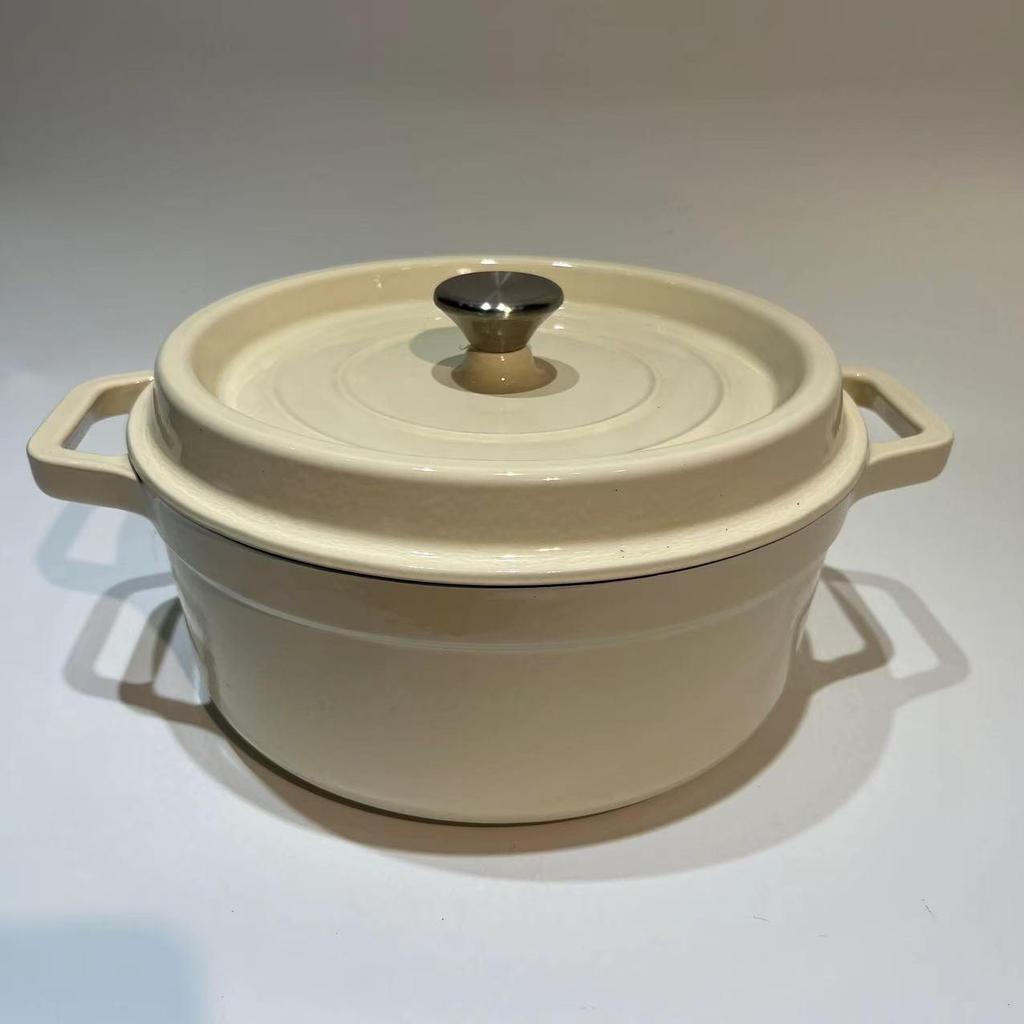 Чугунная эмалированная кастрюля премиум-класса: Кастрюли для тушения, запеканки и супа без покрытия, многофункциональная посуда с антипригарным покрытием.