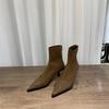 Женские ботильоны, модные женские элегантные короткие ботинки с острым носком на низком каблуке, Челси, Botas Botas De Mujer, 2024