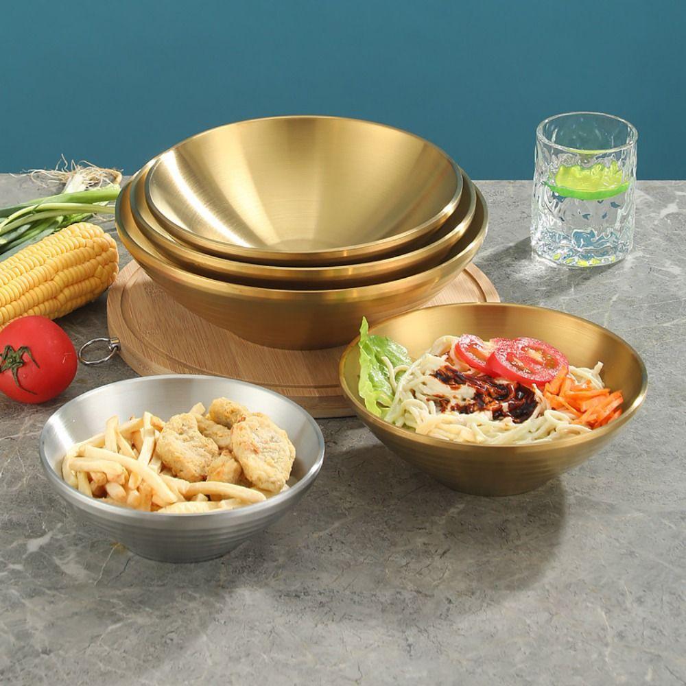 Heat Insulated Ramen Bowl Anti Fall Instant Noodles Bowl Smooth 304 Stainless Steel Bowl Hot Soup