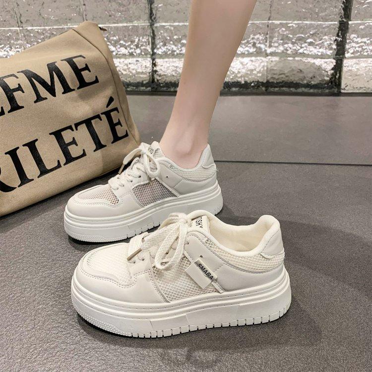 Women's Thick-Soled Korean-Style White Shoes New Spring and Autumn Shoes Ins Versatile Student Popular Sports Board Shoes