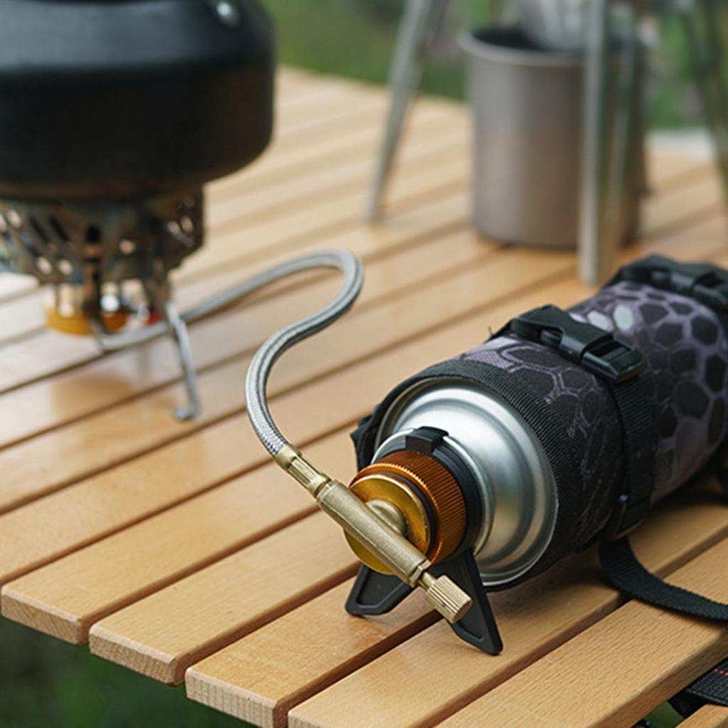 Gas Tank Adapter with Fixed Bracket Camping Gas Stove Conversion Head Gas Tank Self-Locking Conversion Stove Head