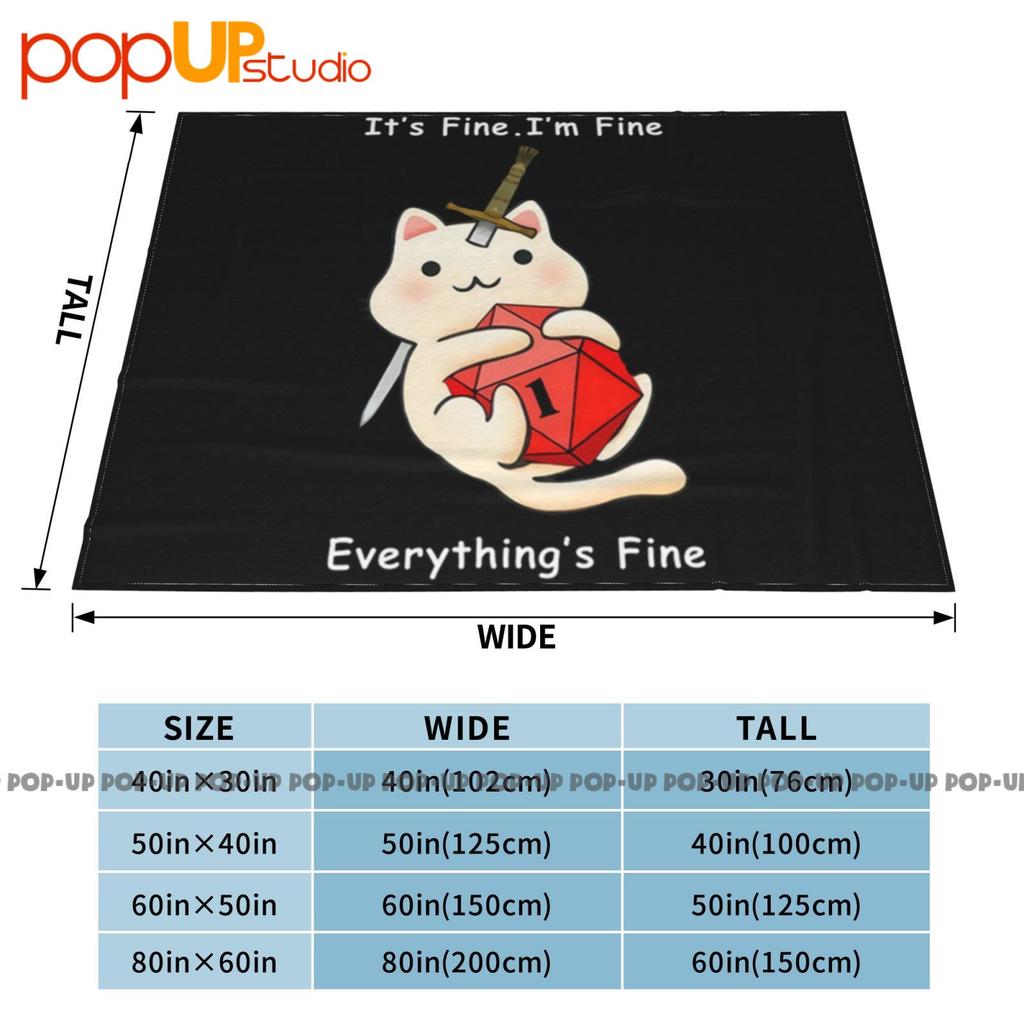 Funny Meowster Dnd Coffee It S Fine I M Fine Everything Ultra-Soft Blanket Quilt Winter Sofa Cover Bed Covers
