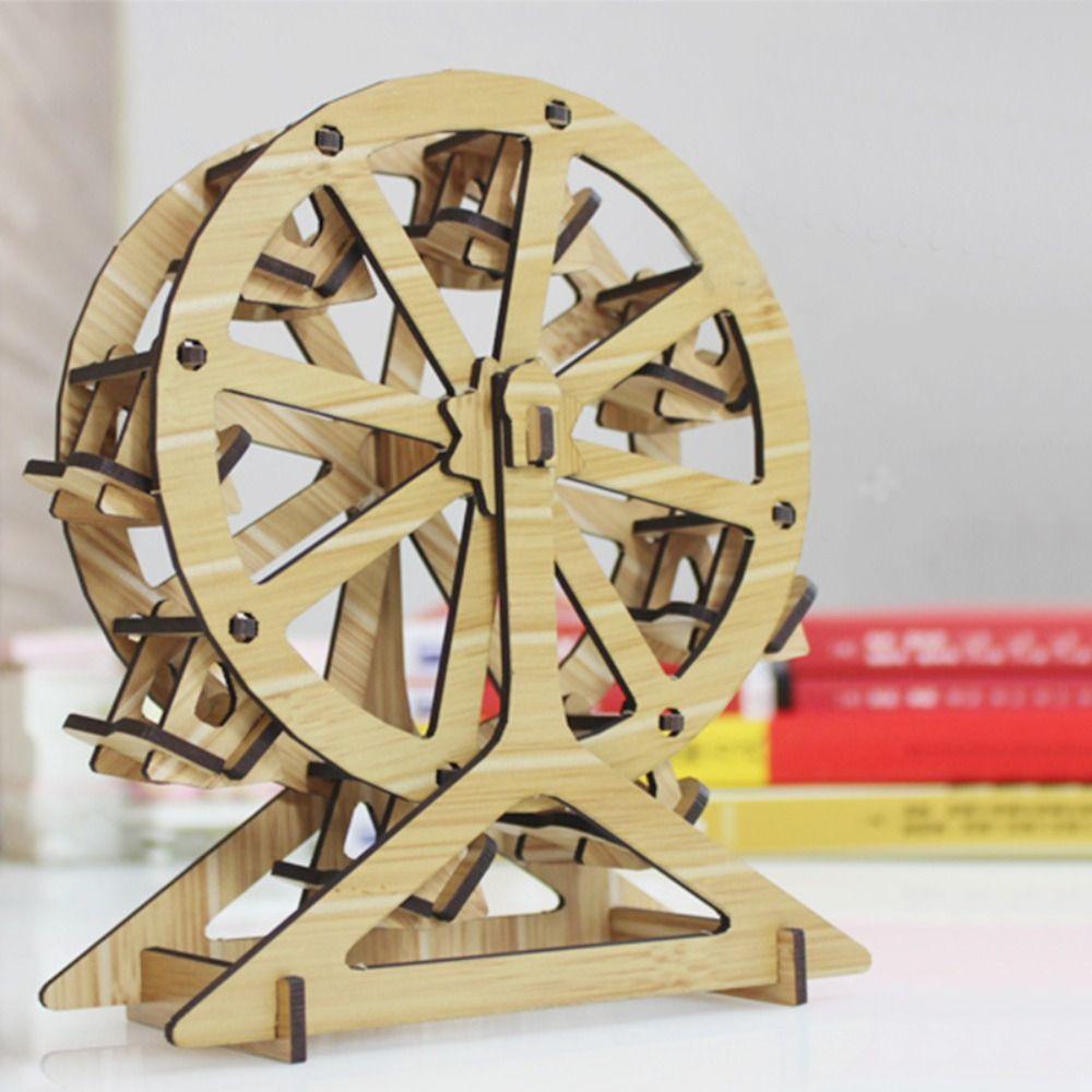 Bamboo 3D Wooden Puzzle Villa House Windmill DIY Ferris Wheel Modle Montessori   Adult