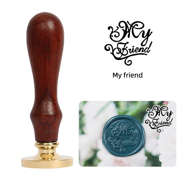Ретро деревянная и латунная печать для сургуча с декоративными узорами для приглашений и скрапбукинга