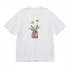 Women's Trend Classic T-Shirt Modern Yellow Flower Botanical Print Cotton Tee