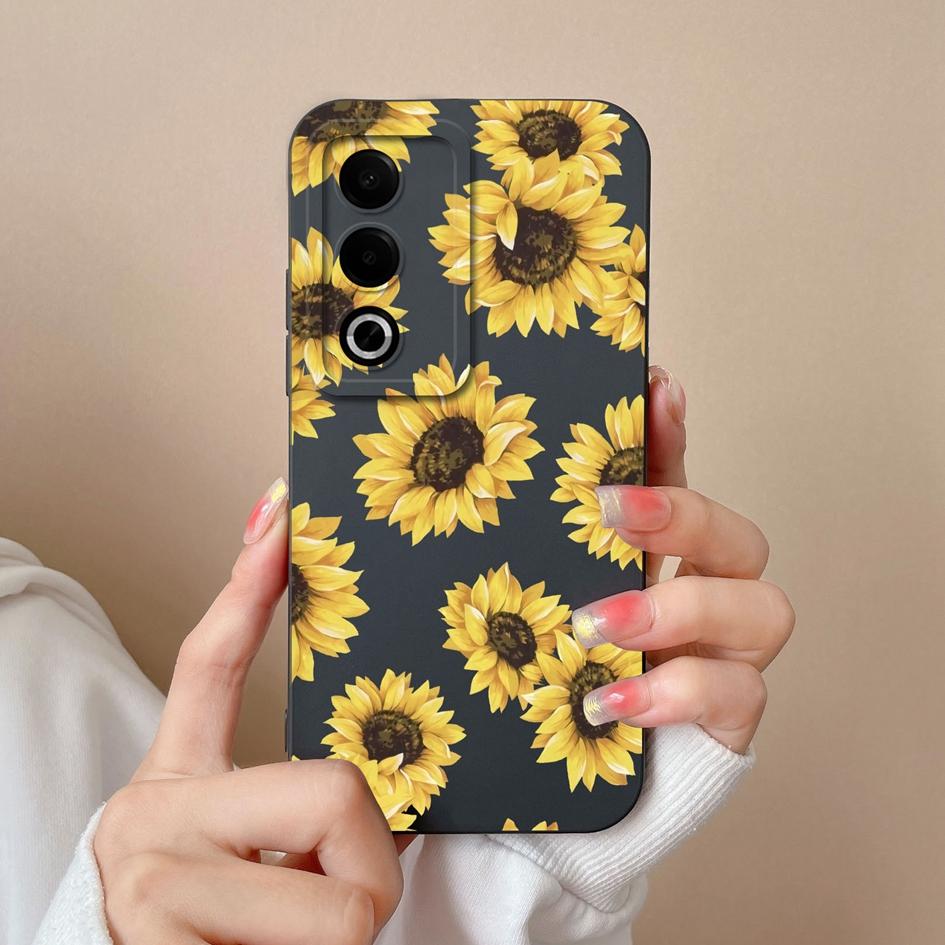 Новый чехол для OPPO A3X A3 Pro Realme 12 13 Plus C63 Pretty Sunflowers Защитная пленка для экрана Матовый жидкий силиконовый защитный чехол для OPPO Чехлы с противоскользящими свойствами