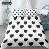 Главная Жизнь Роскошь 3D Черный Принт Сердца 2/3 Шт Удобный Пододеяльник Наволочка Постельное Белье Комплект Королева и Король Размер ЕС/США/Австралия