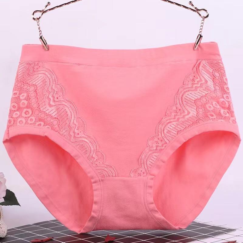 1pc Lace Underwear Cotton Plus Size Panties Lingeries Briefs High Waist Middleaged Women