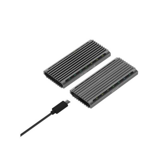 AISENS Caja EXTERNA Disque dur SSD M.2 SATA NVME ASM2-RGB011GR USB 3.2 GEN2 SIN TORNILLOS