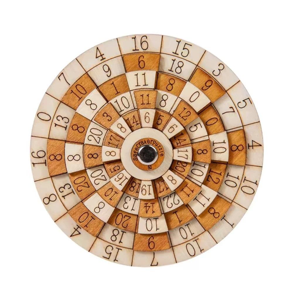 Classic Number Wooden Puzzle Round Turntable Brain Teaser Toy Number Puzzle Children Learning
