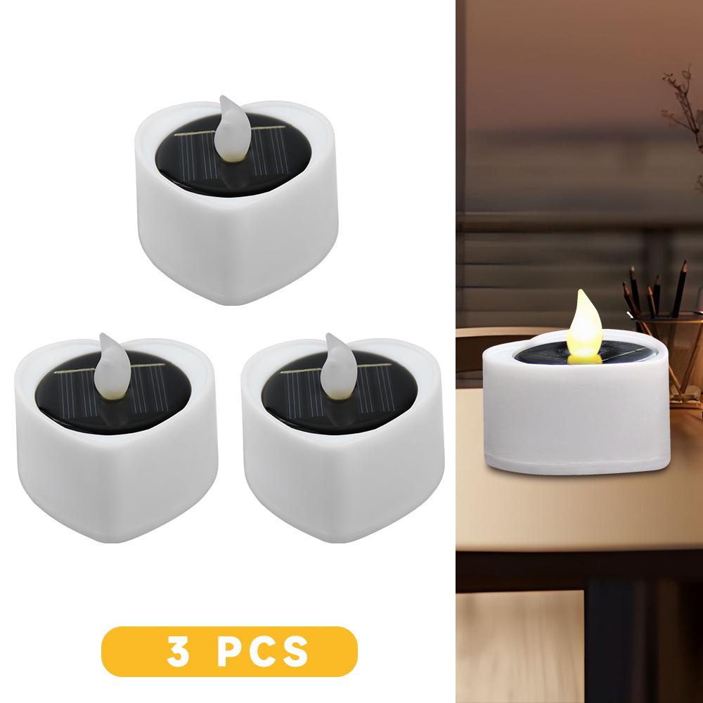 Solar Candle Light Flameless Solar Tea Light Festive Lamp Warm White Terrace Lamp Romantic Decorations for Valentine's Day