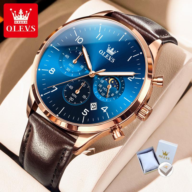 Новые лучшие мужские часы Многофункциональные деловые кварцевые светящиеся модные мужские часы