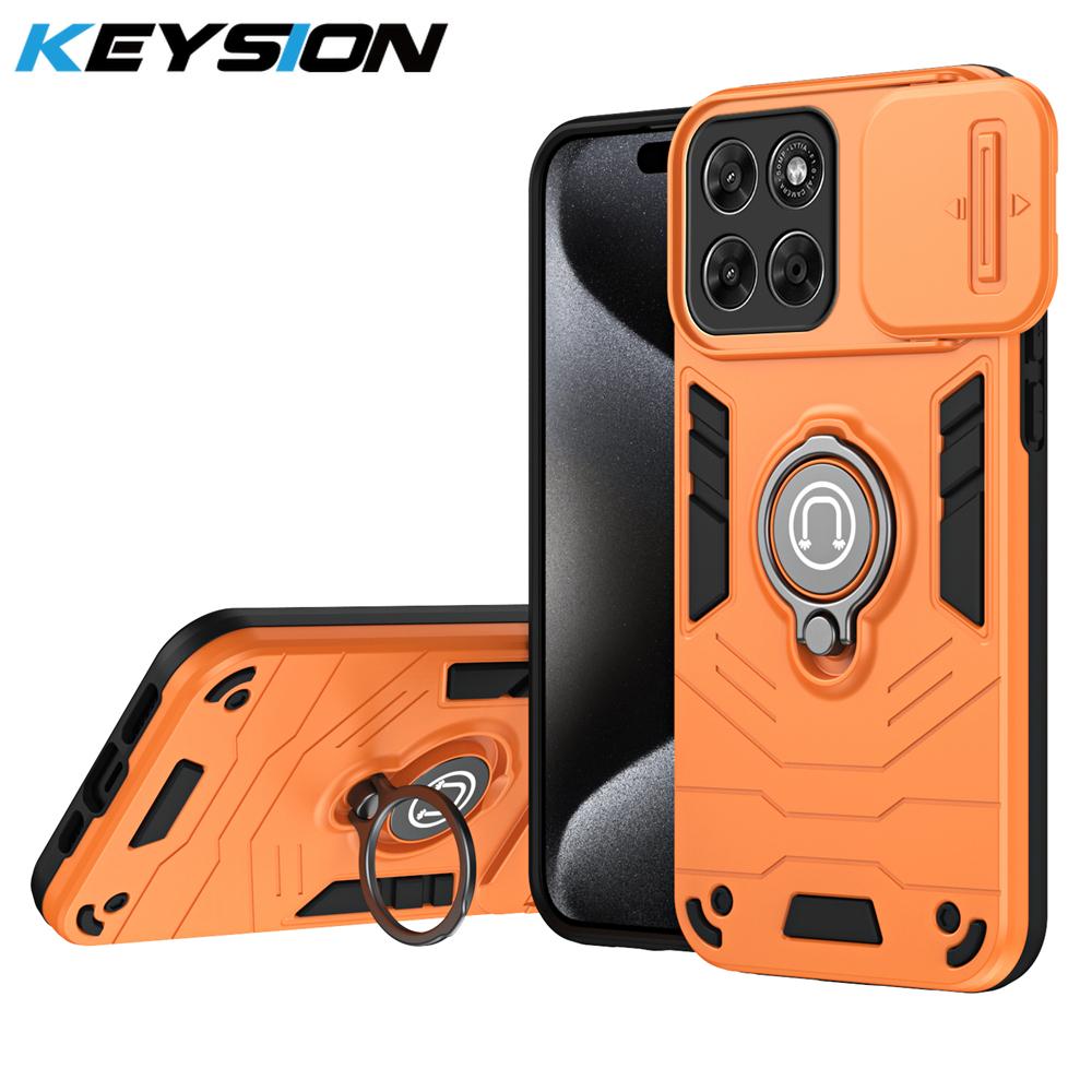 KEYSION Ударопрочный бронированный чехол для Motorola MOTO Edge 70 5G 70 Fusion+5G Защитное кольцо для объектива камеры с выдвижным механизмом Подставка Задняя крышка телефона