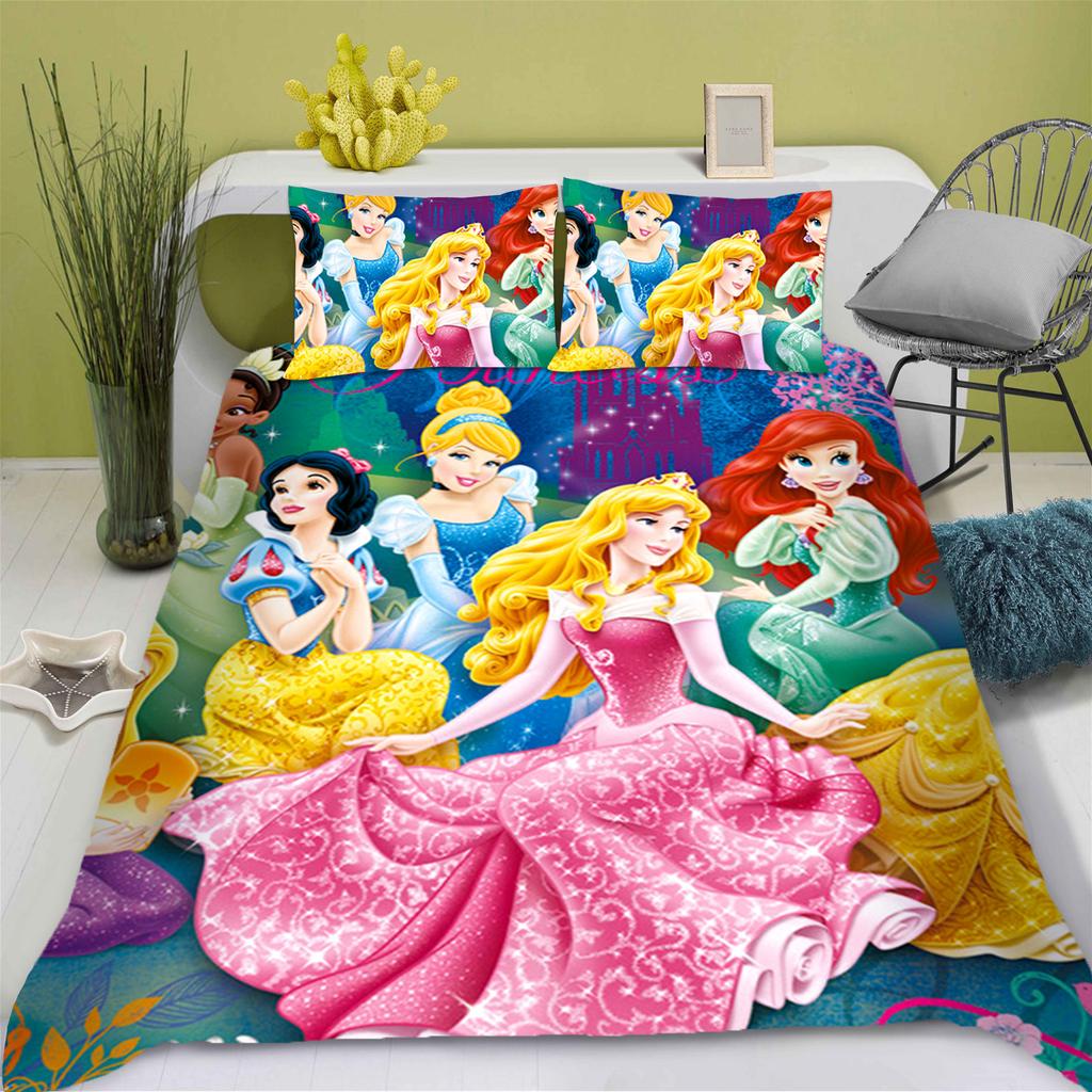 Princess Cinderella Cartoon Quilt Cover Duvet Breathable 3D Cute Printed Bedroom Comforter Warmth Polyester Bedding