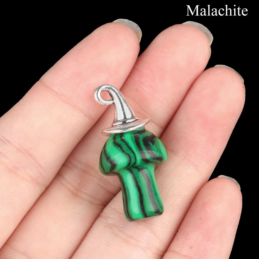 Хэллоуин Ведьмы Шляпа Натуральный Хрустальный Камень Гриб Подвеска Богемные Драгоценные Камни Подвески для Ожерелья Женщины Мужчины Изготовление Ювелирных Изделий Снова в Школу Ремесло