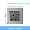 Universal Wall Light Switch Brushed Stainless Steel Panel,UK Type-c 18W Quick Charging Socket 220V Double USB Electrical Outlet