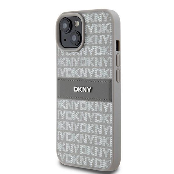 Etui Dkny Leather Mono Stripe & Metal Logo Na Iphone 15 / 14 / 13 - Beżowe