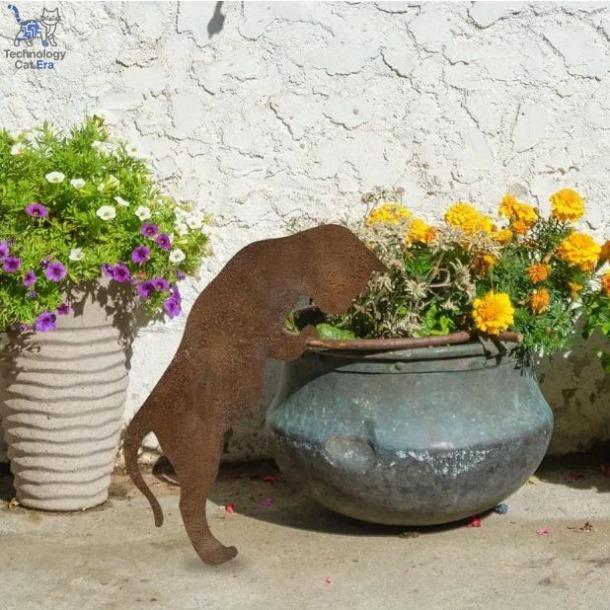 Деревенская металлическая статуя кошки для сада, украшение для открытого двора, подходит для садов и террас, садовое украшение