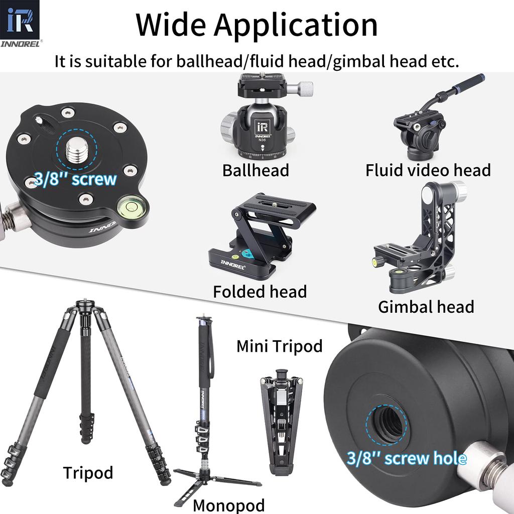 INNOREL LB50 Leveling Camera Leveler Adjustment Low Center of Aluminum Alloy Male Thick Maximum Load Capacity Bubble for and Huffball Bag Included