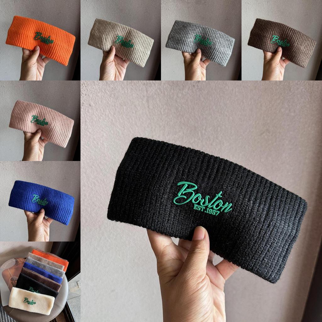 Корейская Модная Повязка на Голову с Буквой Для Женщин и Мужчин Из Вязаного Материала Осенний Зимний Аксессуар