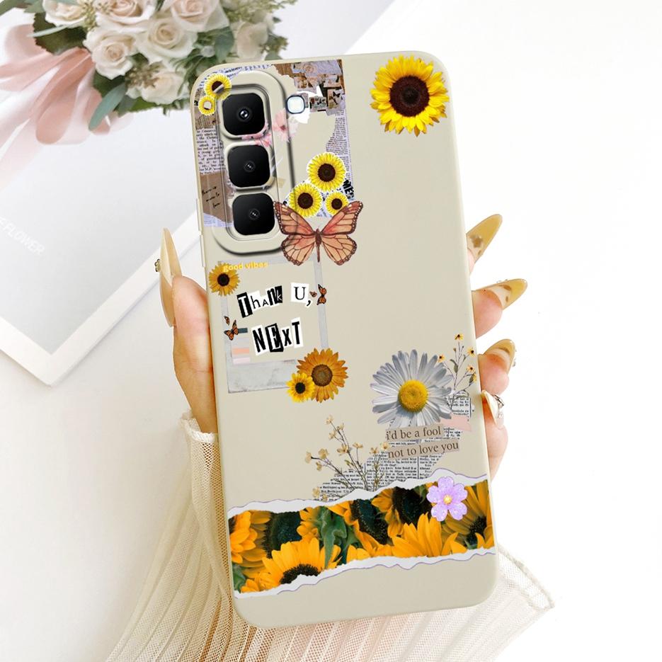 Чехол для Infinix Hot 70 5G X6895 X6895B Красивая Девушка Подсолнухи Рисованный Чехол Мягкий ТПУ Чехол для Телефона Для Infinix Hot 70 Hot70 Fundas