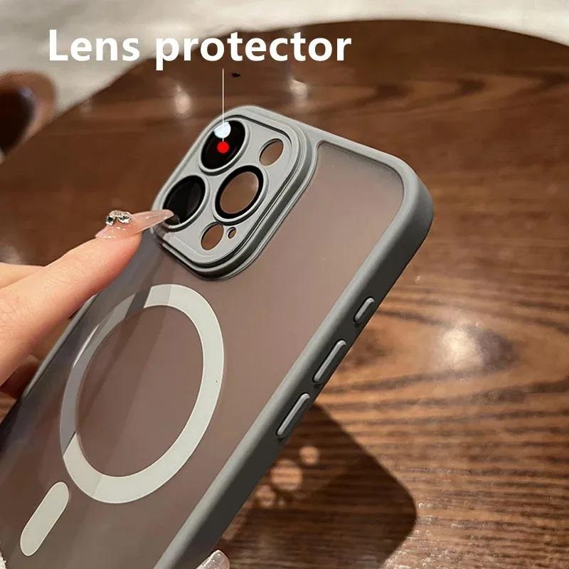 Matte Magnetic Translucent Shockproof Case For iPhone 17 16 15 14 13 12 11 Pro Max For Magsafe Wireless Charge Cover
