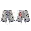 Mens Distressed Washed Denim Shorts With Embroidery Streetwear Straight Cut Mid-Rise Casual Five-Point Pants