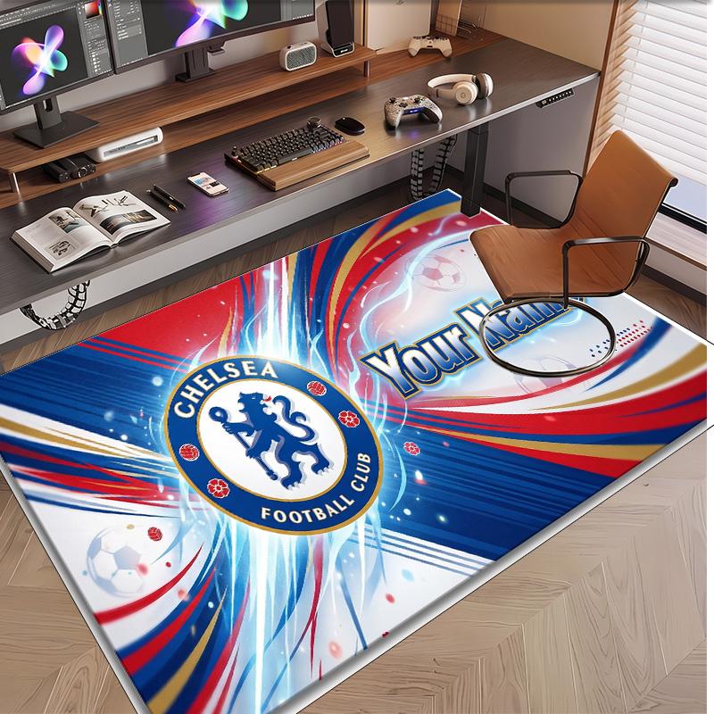 Personalized Crystal Velvet Carpet Chelsea FC Pattern Non Slip Floor Rug