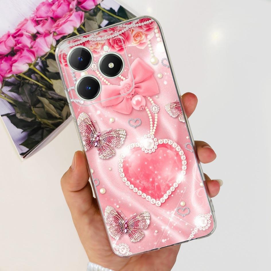 For Realme C63 4G Case RMX3939 Cover 6.75" Popular Flower Soft Silicone Clear Phone Case For Realme C61 C 61 RealmeC63 4G Bumper