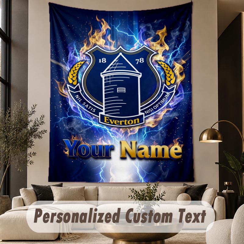 Custom Text Tapestry Everton FC Print Wall Tapestry Indoor Living Room Wall Decor