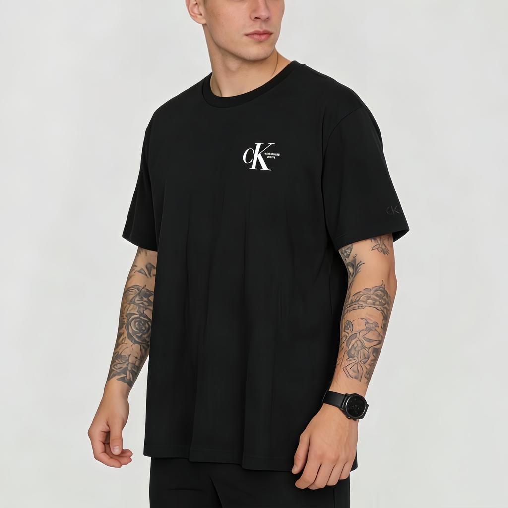 Calvin Klein Футболка унисекс с коротким рукавом, круглым вырезом и принтом букв в стиле колор-блок, топ Черный J400168-BEH