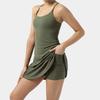 Женское теннисное платье без рукавов с шортами и карманами, на тонких бретельках, с вырезом-борцовкой, мини-платье, спортивные платья для гольфа, бега