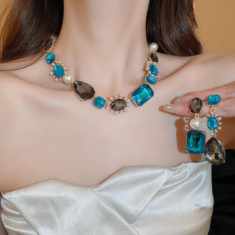 Винтажные серьги-подвески геометрической формы из стерлингового серебра со стразами и искусственным жемчугом - стиль французского двора для женщин