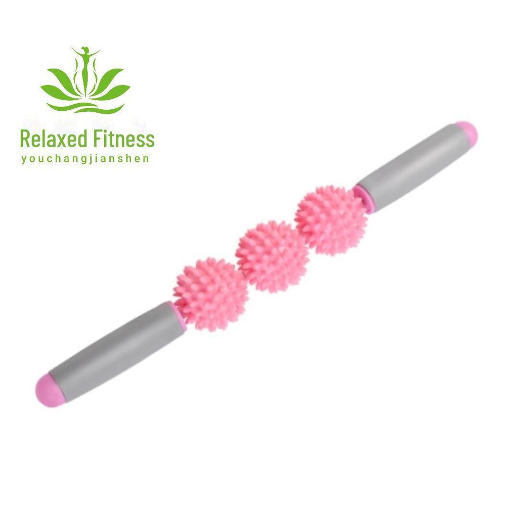 Массажный ролик «Ежик»: Йога-фитнес-палка с шипами для расслабления мышц (Варианты с 3 или 5 мячами)