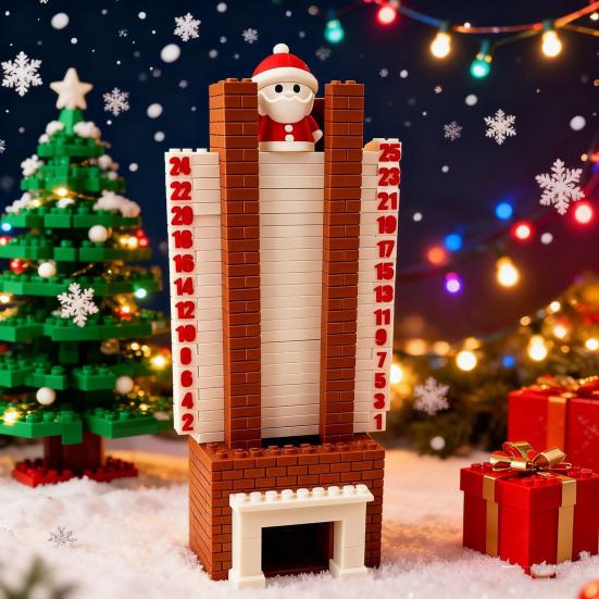 Календарь Адвента Санта 3D Санта Клаус Спускающийся по Камину Рождественское Украшение для Отсчета Времени со Скользящим Дизайном для Праздничного Настольного Украшения