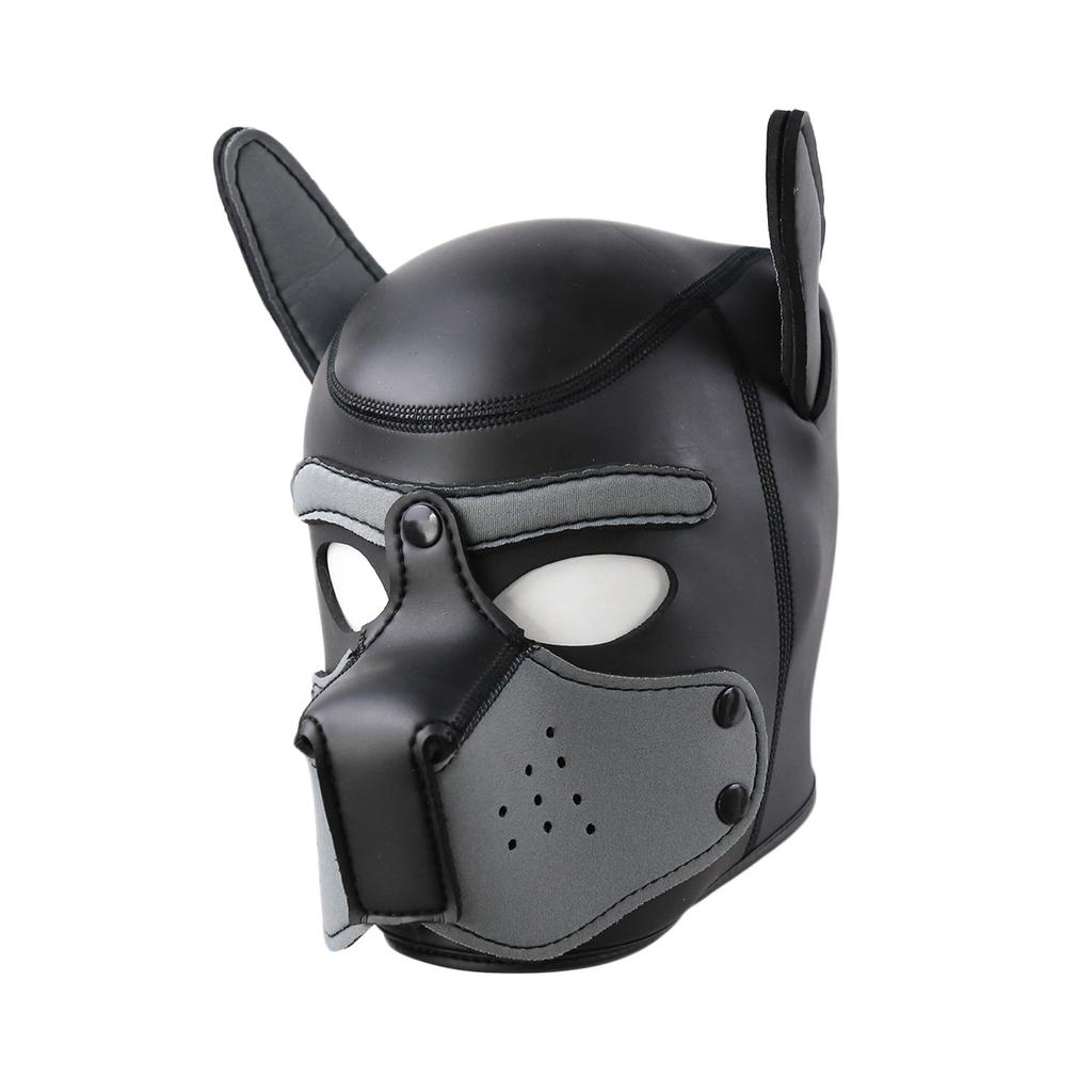 Puppy Play Dog Hood Mask Neck Collar Bondage Hood Mask Restraint Harness Full Head Ears Halloween Mask Sex Toy For Couples