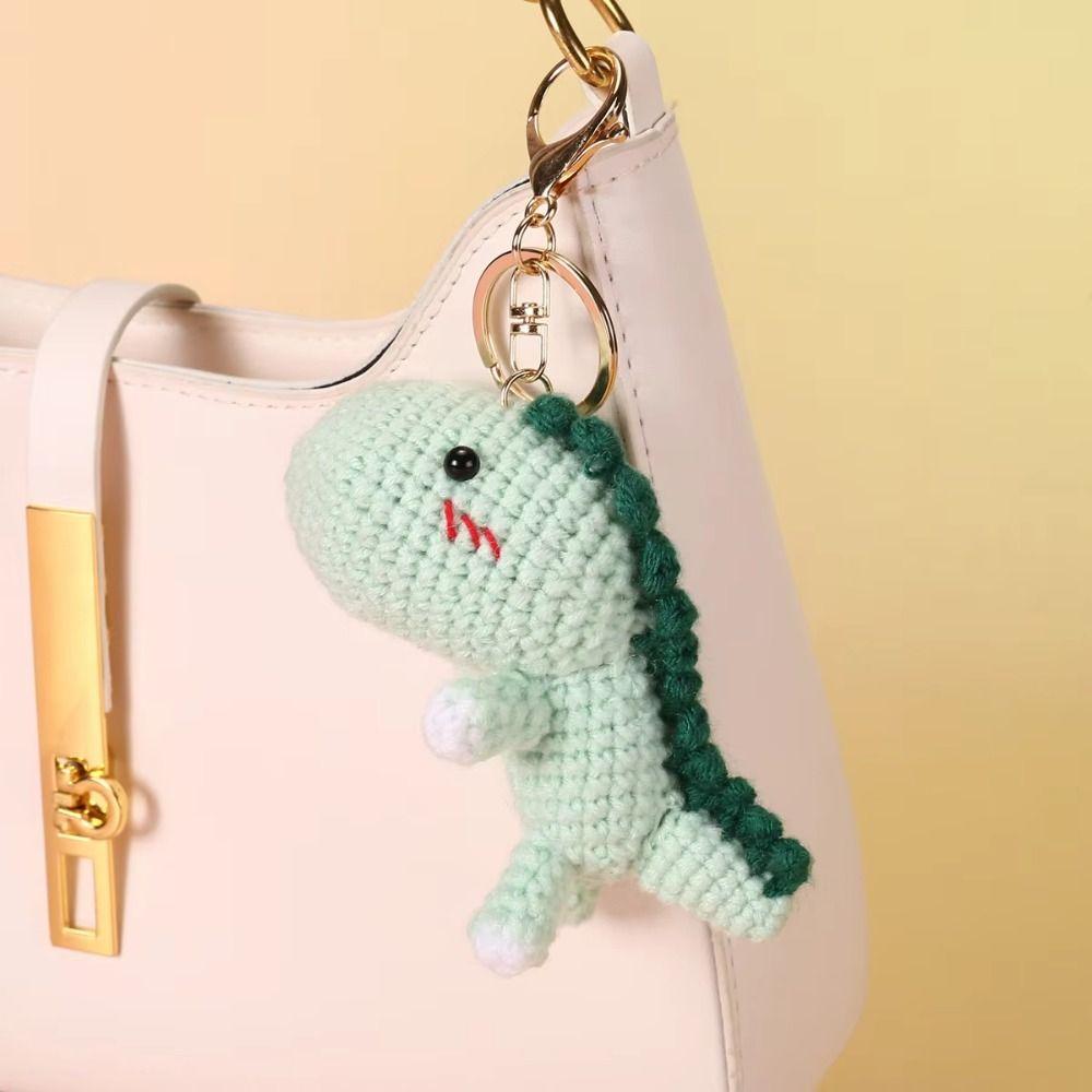Handmade Crochet Dinosaur Pendant Soft Wool Knitted Pendant Mini Dinosaur Keychain  Backpack